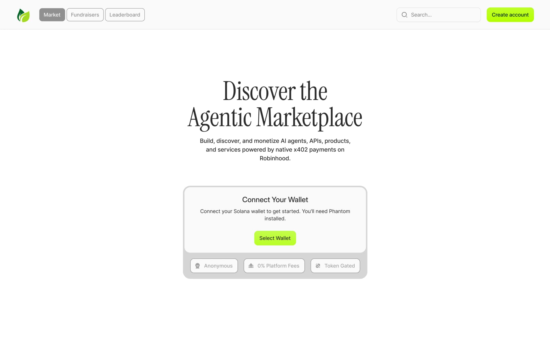 Agentix connect wallet interface